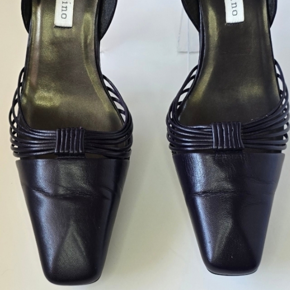 Ann Marino d'Orsay Plum Heels Square Toe Woven Strap Pumps Vintage Sz. 8.5 - Picture 5 of 11